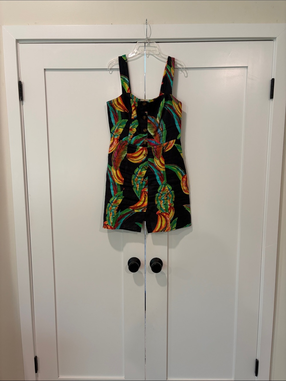 FARM Rio Black Mini Dress with tropical print